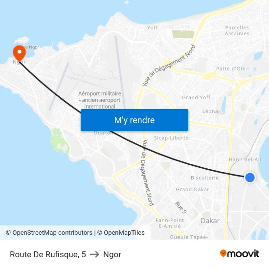 Route De Rufisque, 5 to Ngor map