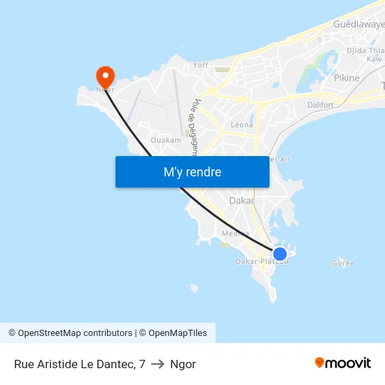 Rue Aristide Le Dantec, 7 to Ngor map