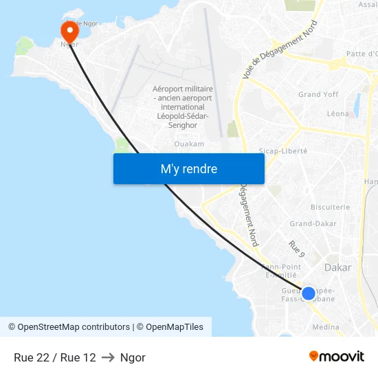Rue 22 / Rue 12 to Ngor map