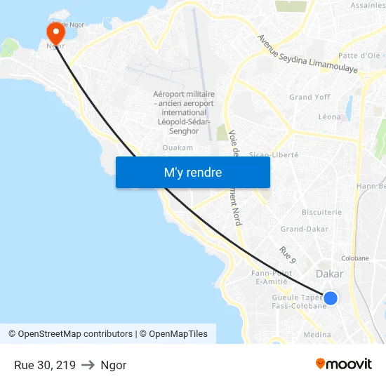 Rue 30, 219 to Ngor map