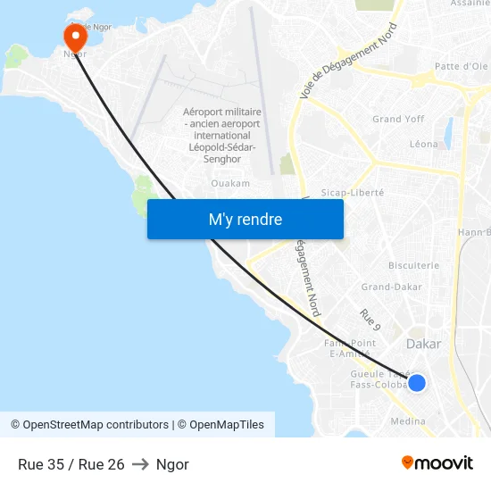 Rue 35 / Rue 26 to Ngor map
