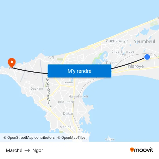 Marché to Ngor map