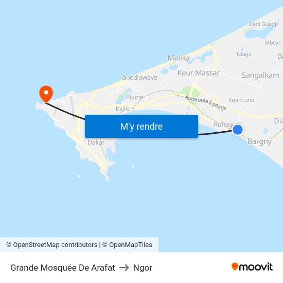 Grande Mosquée De Arafat to Ngor map