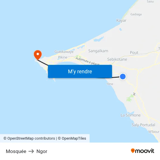 Mosquée to Ngor map