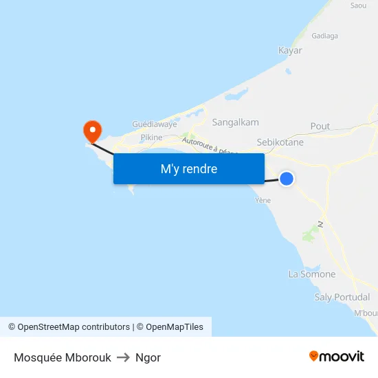 Mosquée Mborouk to Ngor map