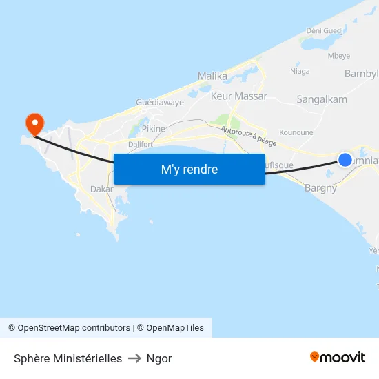 Sphère Ministérielles to Ngor map