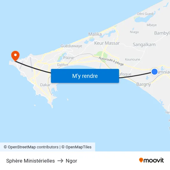 Sphère Ministérielles to Ngor map