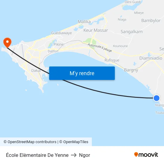 École Elèmentaire De Yenne to Ngor map
