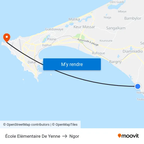 École Elèmentaire De Yenne to Ngor map