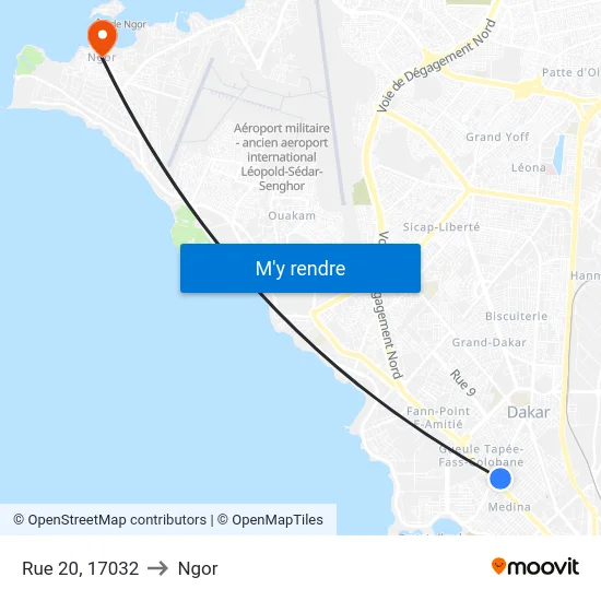 Rue 20, 17032 to Ngor map