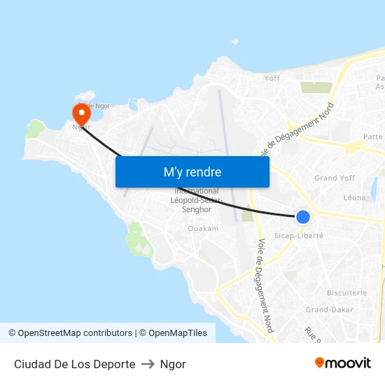 Ciudad De Los Deporte to Ngor map
