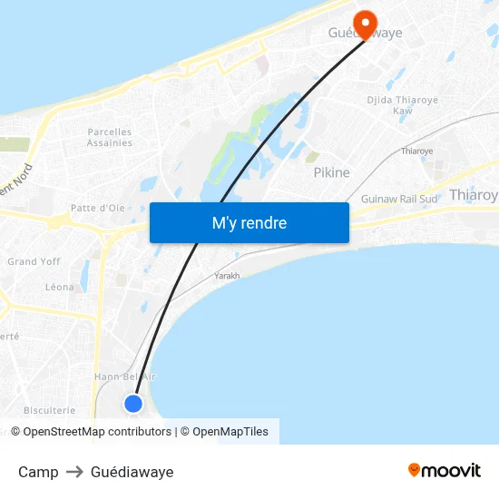 Camp to Guédiawaye map