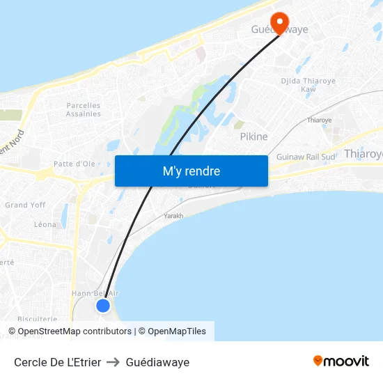 Cercle De L'Etrier to Guédiawaye map