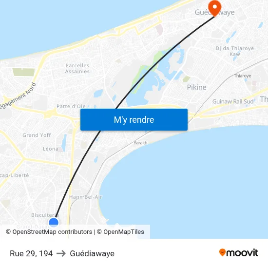 Rue 29, 194 to Guédiawaye map