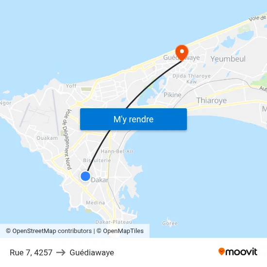 Rue 7, 4257 to Guédiawaye map