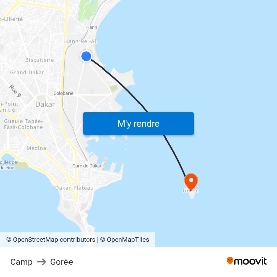 Camp to Gorée map