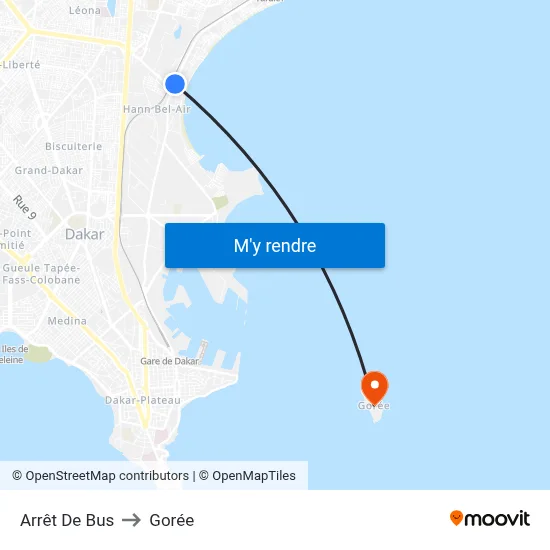 Arrêt De Bus to Gorée map