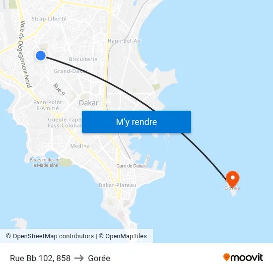 Rue Bb 102, 858 to Gorée map
