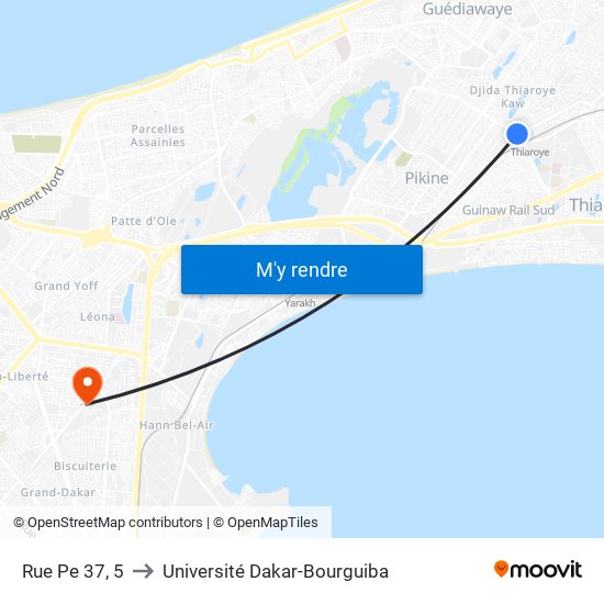 Rue Pe 37, 5 to Université Dakar-Bourguiba map