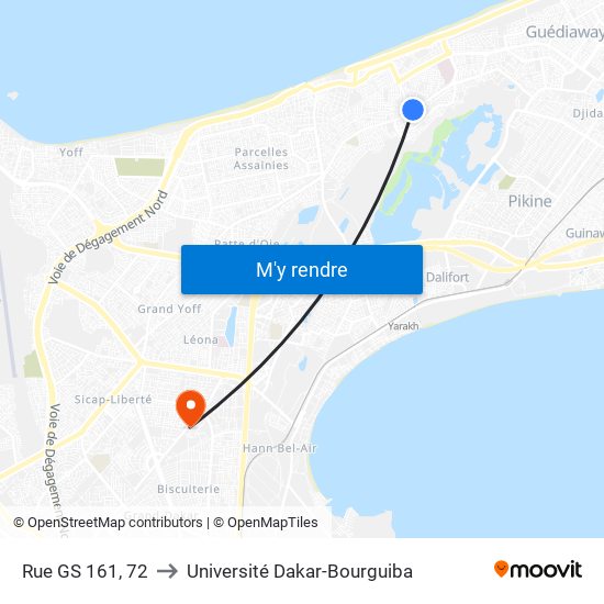 Rue GS 161, 72 to Université Dakar-Bourguiba map