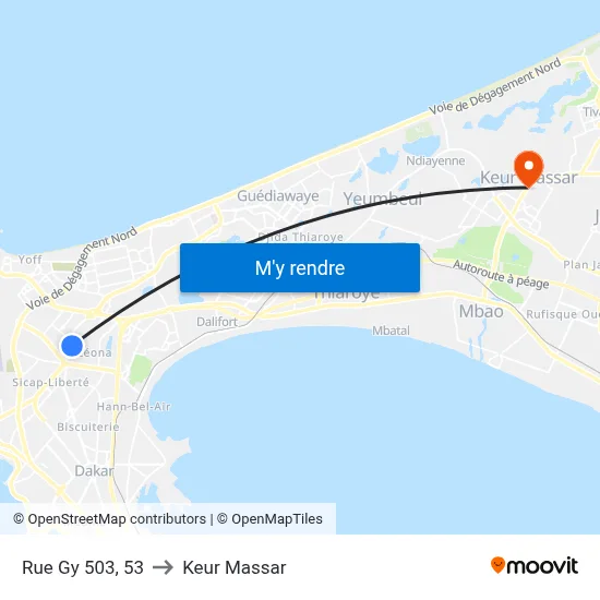 Rue Gy 503, 53 to Keur Massar map