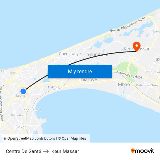 Centre De Santé to Keur Massar map