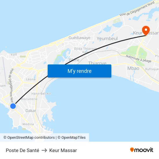 Poste De Santé to Keur Massar map