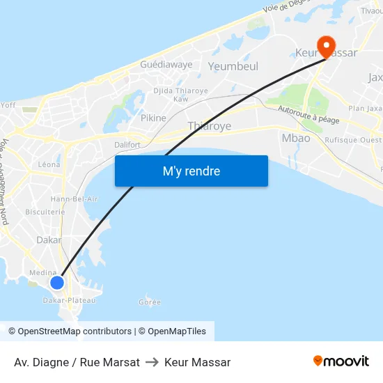 Av. Diagne / Rue Marsat to Keur Massar map