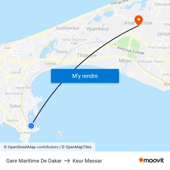 Gare Marítime De Dakar to Keur Massar map