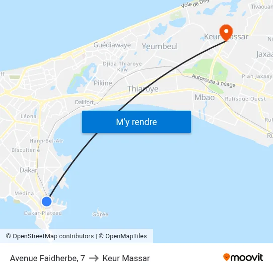Avenue Faidherbe, 7 to Keur Massar map