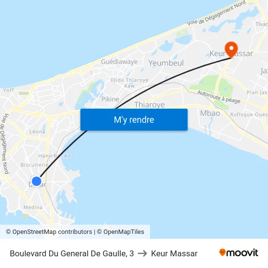 Boulevard Du General De Gaulle, 3 to Keur Massar map