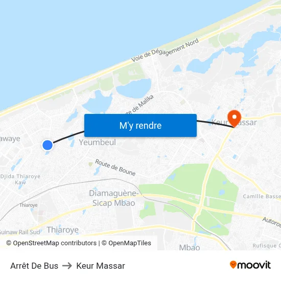 Arrêt De Bus to Keur Massar map
