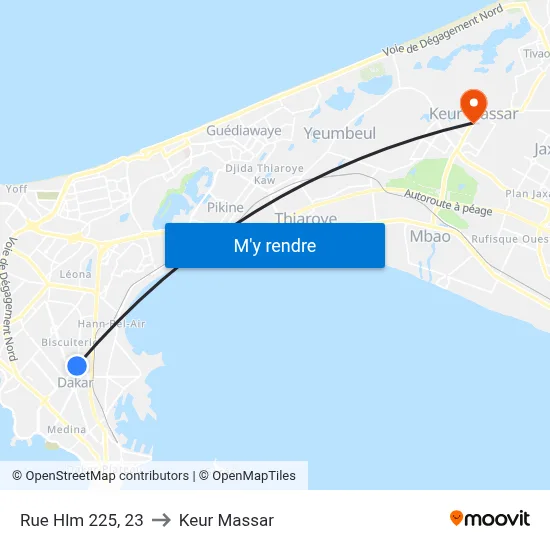 Rue Hlm 225, 23 to Keur Massar map