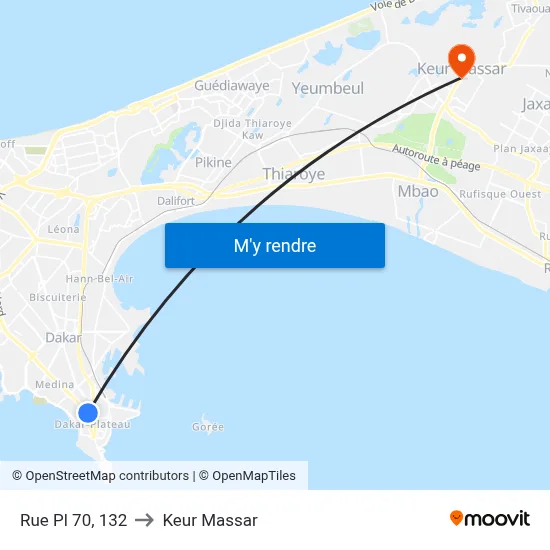 Rue Pl 70, 132 to Keur Massar map