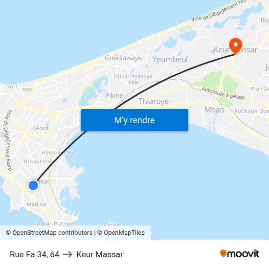 Rue Fa 34, 64 to Keur Massar map