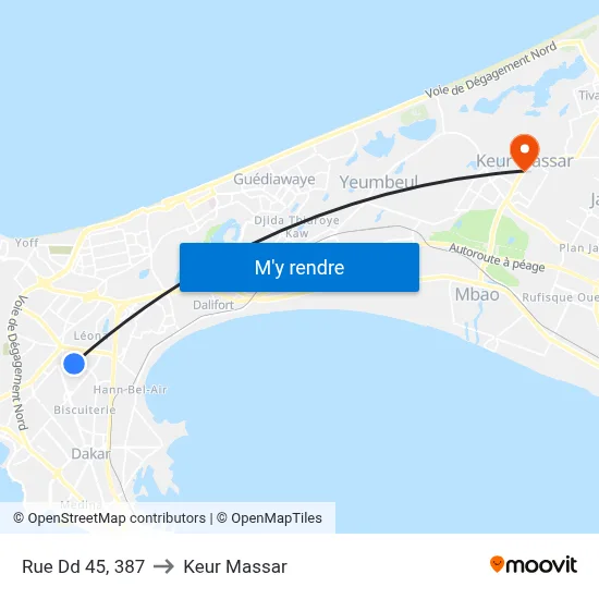 Rue Dd 45, 387 to Keur Massar map