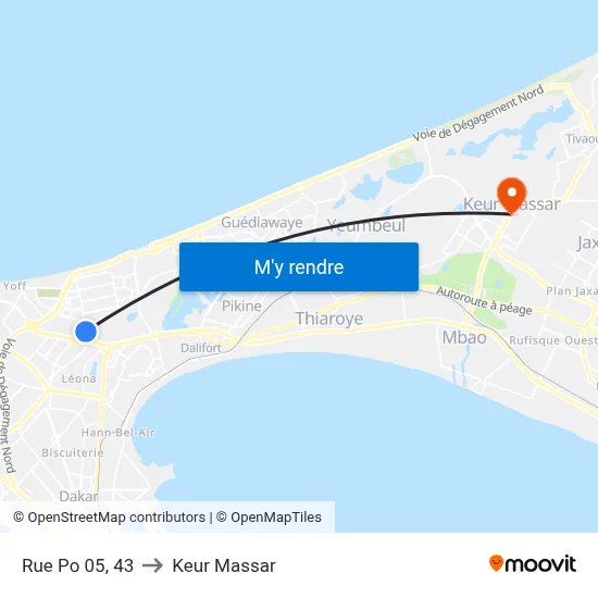 Rue Po 05, 43 to Keur Massar map