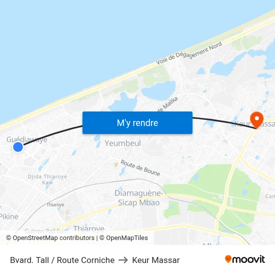 Bvard. Tall / Route Corniche to Keur Massar map