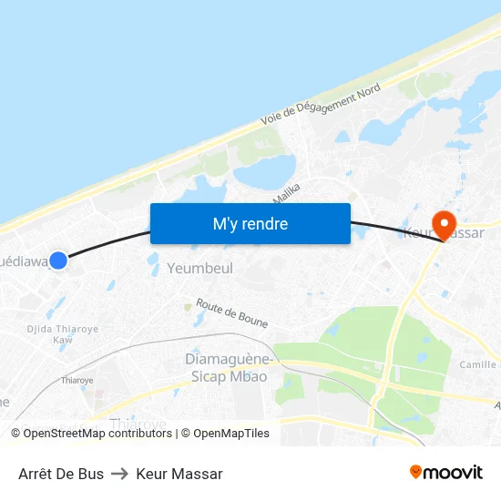 Arrêt De Bus to Keur Massar map