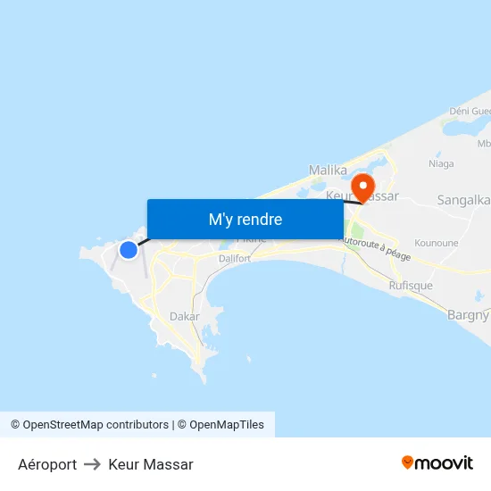 Aéroport to Keur Massar map