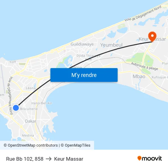Rue Bb 102, 858 to Keur Massar map