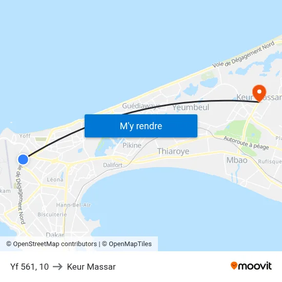 Yf 561, 10 to Keur Massar map