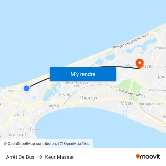 Arrêt De Bus to Keur Massar map