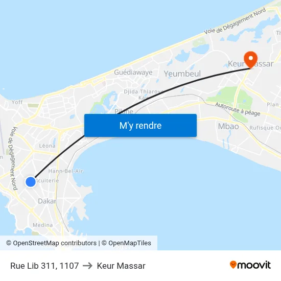 Rue Lib 311, 1107 to Keur Massar map