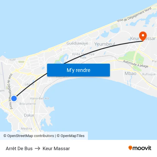 Arrêt De Bus to Keur Massar map