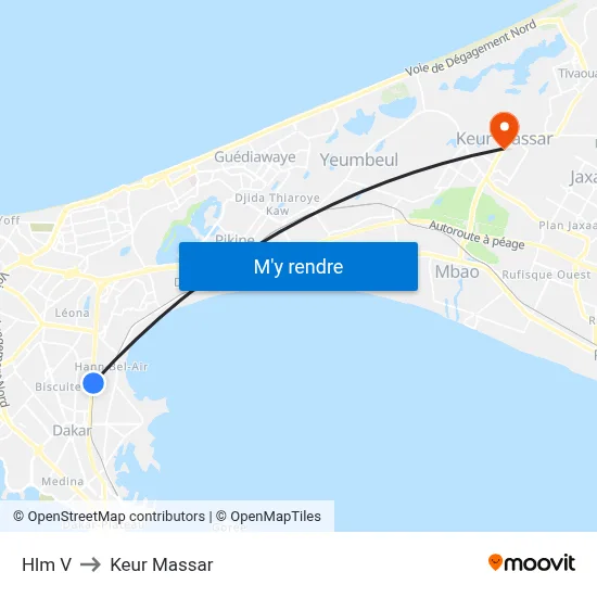 Hlm V to Keur Massar map