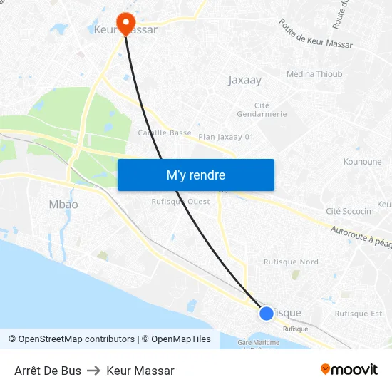 Arrêt De Bus to Keur Massar map