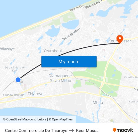Centre Commerciale De Thiaroye to Keur Massar map