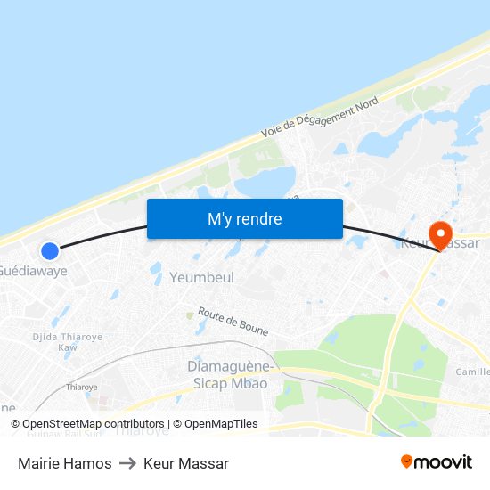 Mairie Hamos to Keur Massar map