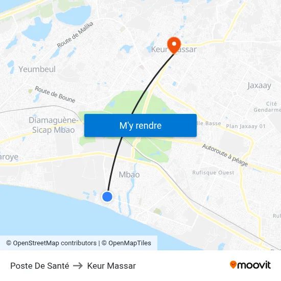 Poste De Santé to Keur Massar map
